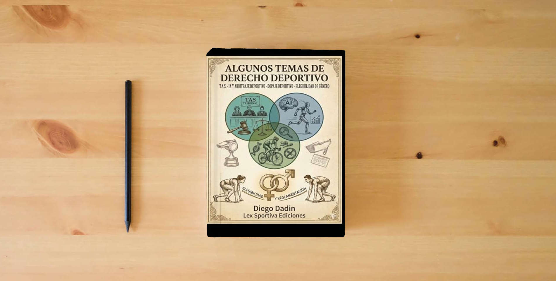 The book Algunos temas actuales de derecho deportivo is on the table