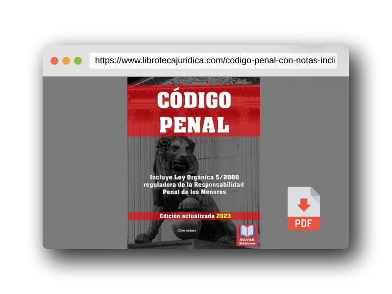 Vista previa del PDF del libro CÓDIGO PENAL (Con notas). Incluye Ley Orgánica 5/2000 reguladora de la Responsabilidad Penal de los Menores. Edición actualizada.: Formato 8,5”x11”