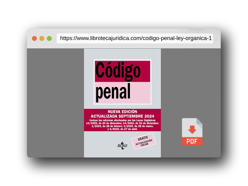 Vista previa del PDF del libro Código Penal: Ley Orgánica 10/1995, de 23 de noviembre (Derecho - Biblioteca de Textos Legales)