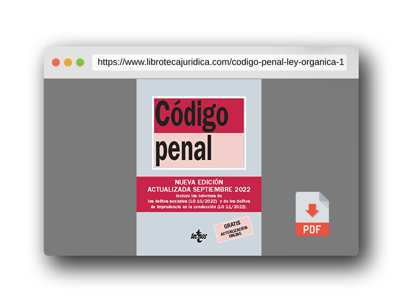 Vista previa del PDF del libro Código Penal: Ley Orgánica 10/1995, de 23 de noviembre (Derecho - Biblioteca de Textos Legales)