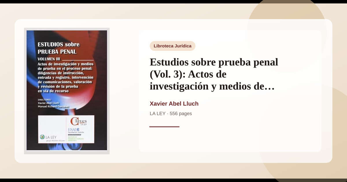Libro Estudios sobre prueba penal (Vol. 3): Actos de investigación y ...
