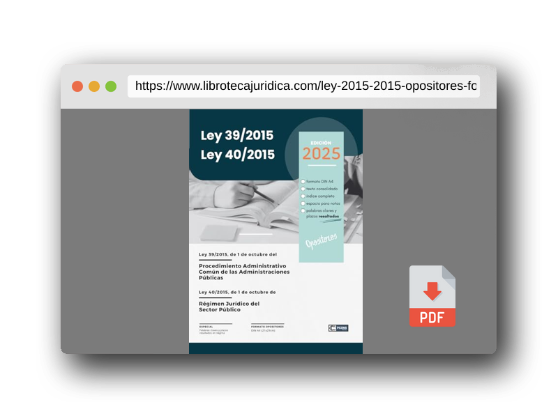 Vista previa del PDF del libro Ley 39/2015 y 40/2015: OPOSITORES FORMATO A4. Textos legales
