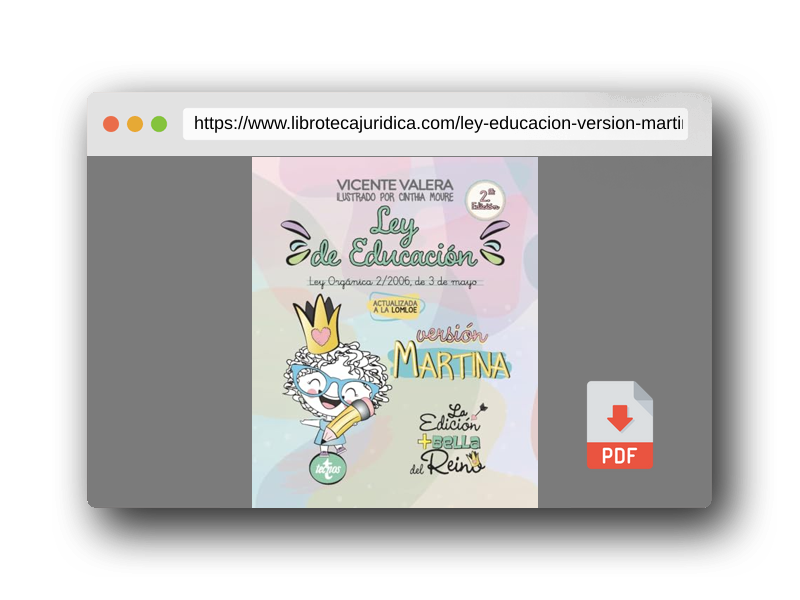 Vista previa del PDF del libro Ley de Educación versión Martina: Ley Orgánica 2/2006, de 3 de mayo. Texto legal (Derecho - Práctica Jurídica)