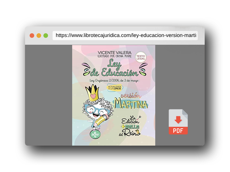 Vista previa del PDF del libro Ley de Educación versión Martina: Ley Orgánica 2/2006, de 3 de mayo. Texto legal (Derecho - Práctica Jurídica)