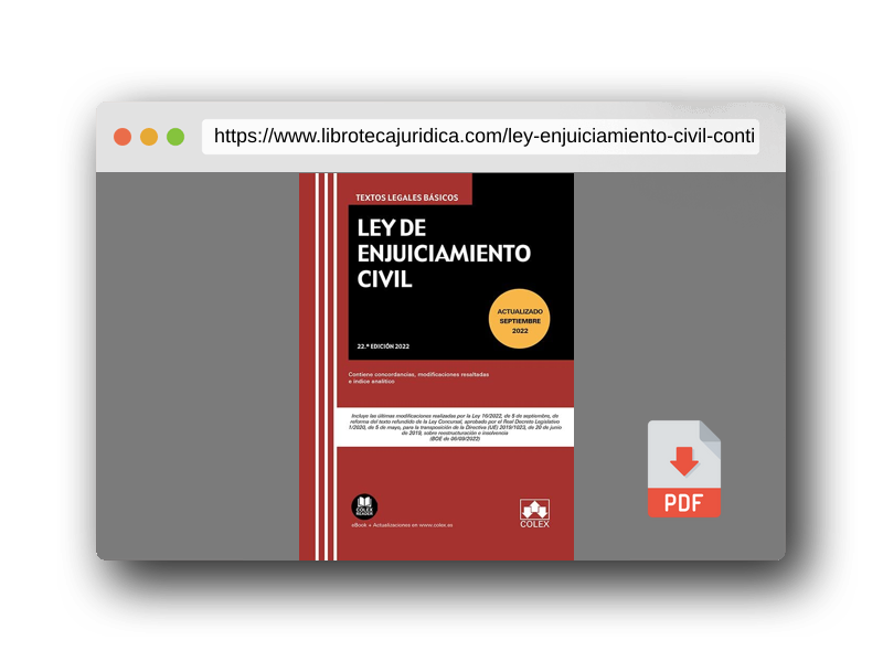 Vista previa del PDF del libro Ley de Enjuiciamiento Civil: Contiene concordancias, modificaciones resaltadas en color e índice analítico: 1 (TEXTOS LEGALES BASICOS)