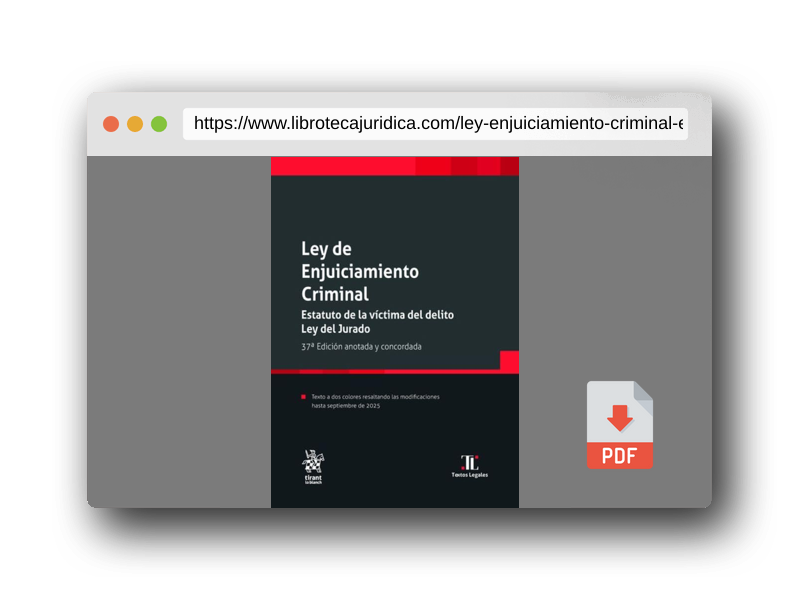 Vista previa del PDF del libro Ley de Enjuiciamiento Criminal. Estatuto de la Víctima del Delito. Ley del Jurado. Incluye índice analítico 7ª Edición