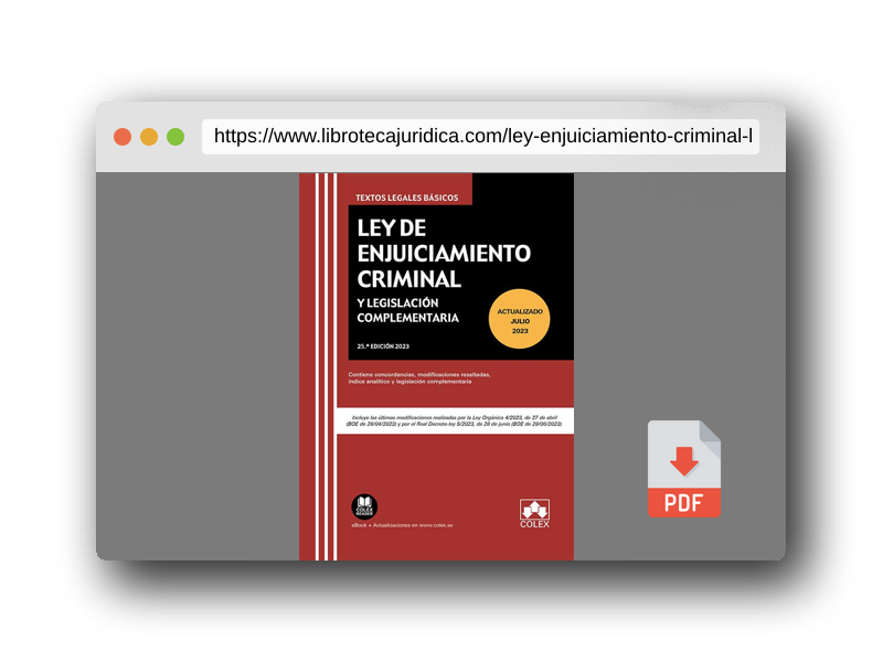 Vista previa del PDF del libro Ley de Enjuiciamiento Criminal y Legislación Complementaria: Contiene concordancias, modificaciones resaltadas, índice analítico y legislación complementaria (TEXTO LEGAL BASICO)