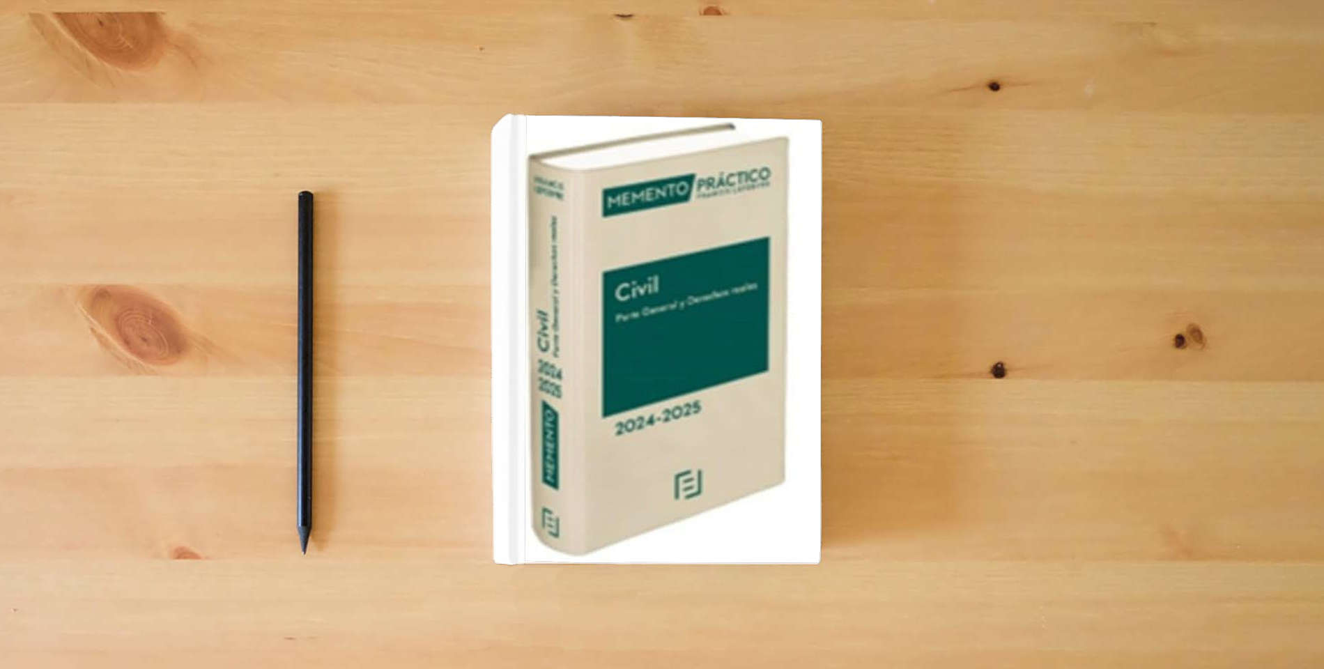 The book Memento Civil. Parte general y Derechos reales 2024-2025 (MANUALES) is on the table