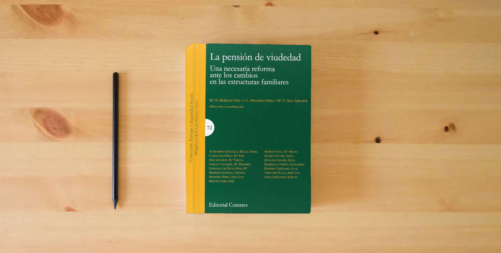 The book PENSION DE VIUDEDAD,LA (TRABAJO Y SEGURIDAD SOCIAL) is on the table