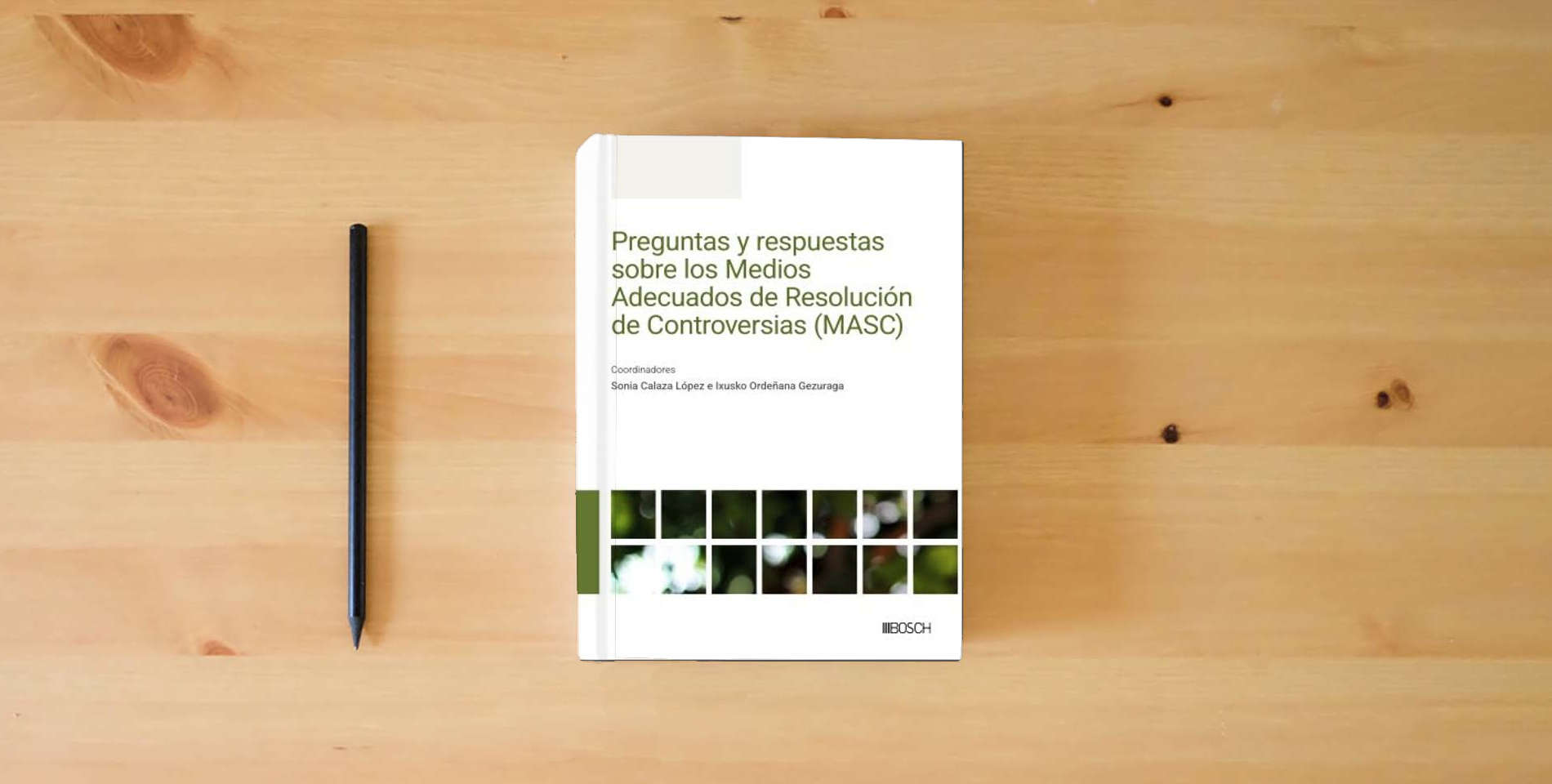 The book Preguntas y respuestas sobre los Medios Adecuados de Resolución de Controversias (MASC) is on the table