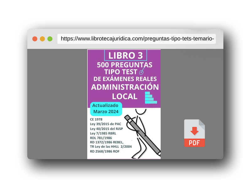 Vista previa del PDF del libro Preguntas tipo tets Temario común administración local. Libro 3. 10 Simulacros de examen: Oposiciones adminsitración local (Oposiciones Administración Local)