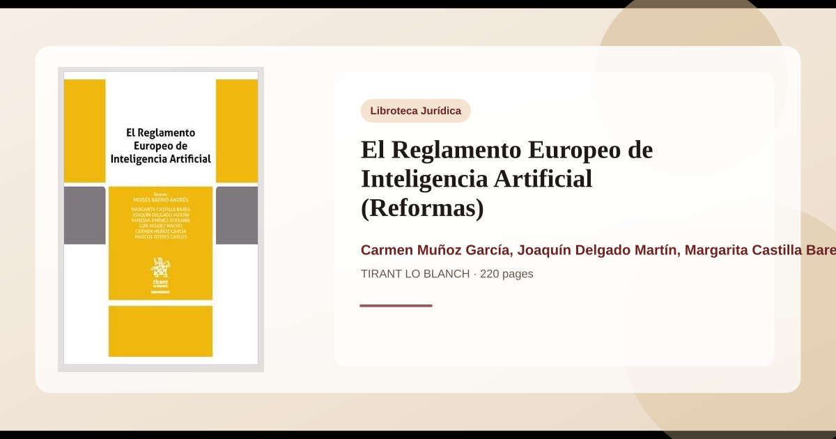 Libro El Reglamento Europeo de Inteligencia Artificial (Reformas) → ...