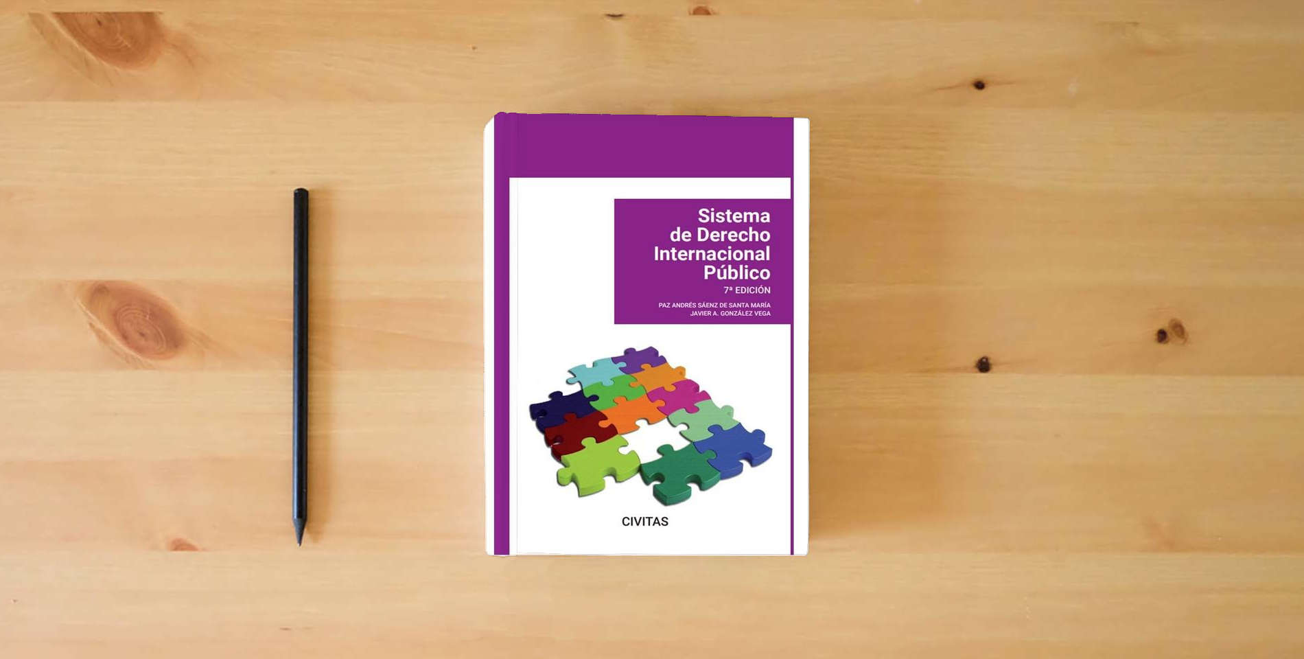 The book Sistema de Derecho Internacional Público (Sistemas de Derecho y Economía) is on the table