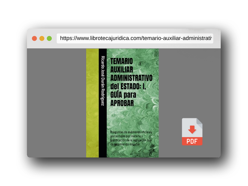 Vista previa del PDF del libro TEMARIO AUXILIAR ADMINISTRATIVO del ESTADO: I. GUÍA para APROBAR: Preguntas de exámenes oficiales, porcentajes por materia y justificación de la legislación que os recomiendo estudiar