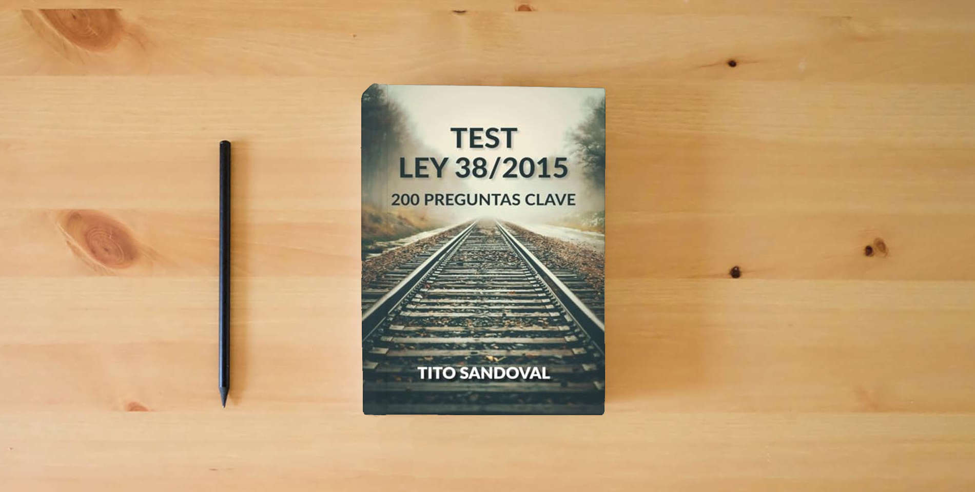 The book TEST LEY 38/2015: 200 PREGUNTAS CLAVE is on the table