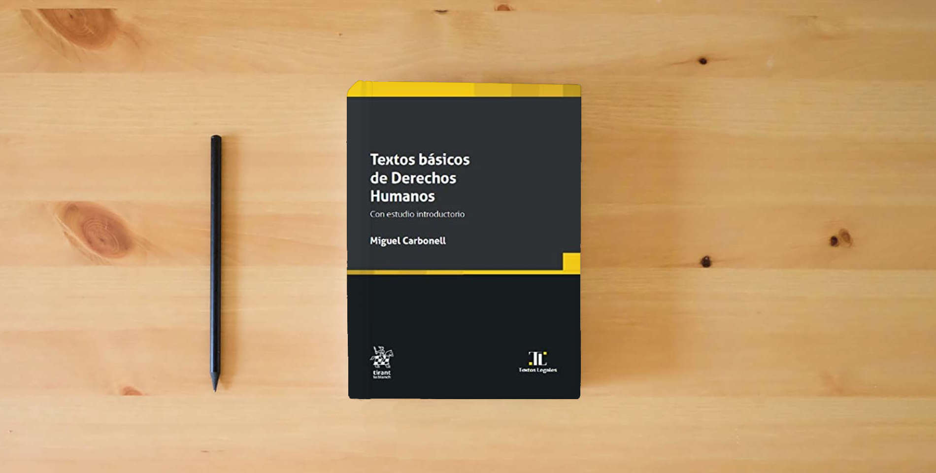 The book Textos básicos de Derechos Humanos. Con estudio introductorio (Textos Legales -Mexico-) is on the table