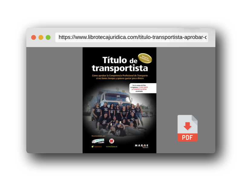 Vista previa del PDF del libro Título de transportista: Cómo aprobar la competencia profesional de transporte si no tienes tiempo y quieres gastar poco dinero: 0 (Gestión del transporte)