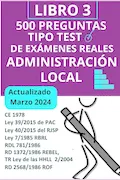 Portada del libro: Preguntas tipo tets Temario común administración local. Libro 3. 10 Simulacros de examen: Oposiciones adminsitración local (Oposiciones Administración Local)