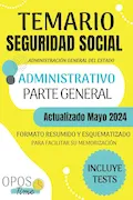 Portada del libro: TEMARIO ADMINISTRATIVO SEGURIDAD SOCIAL (Parte General): Formato resumido y esquematizado para facilitar su memorización. Incluye Tests y planificación. (PREPARACIÓN OPOSICIONES SEGURIDAD SOCIAL)