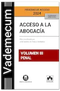 Portada del libro: Acceso a la abogacía. Volumen III. Parte específica penal (3.ª EDICIÓN) (Vademecum)