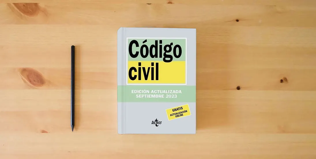The book Código Civil (Derecho - Biblioteca de Textos Legales)} is on the table
