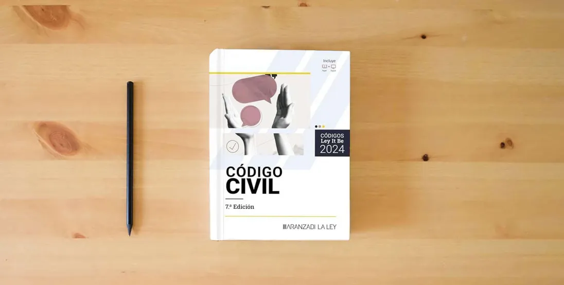 The book Código Civil (LeyItBe)} is on the table