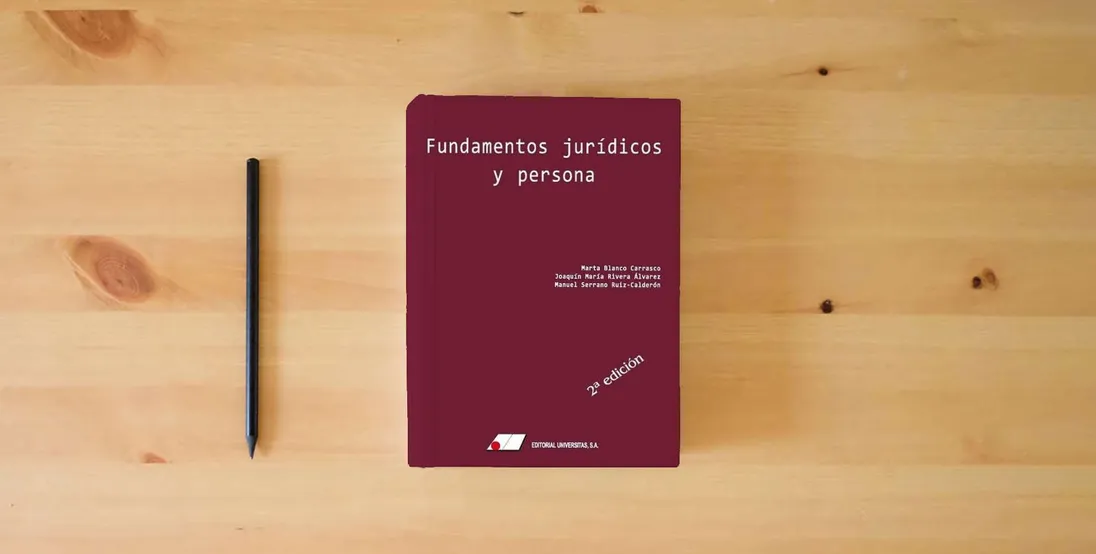 The book Fundamentos jurídicos y persona (FONDO)} is on the table