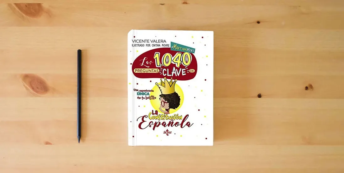 The book Martina mini. Las 1040 preguntas "clave" de la Constitución Española: Constitución Española (Derecho - Práctica Jurídica)} is on the table