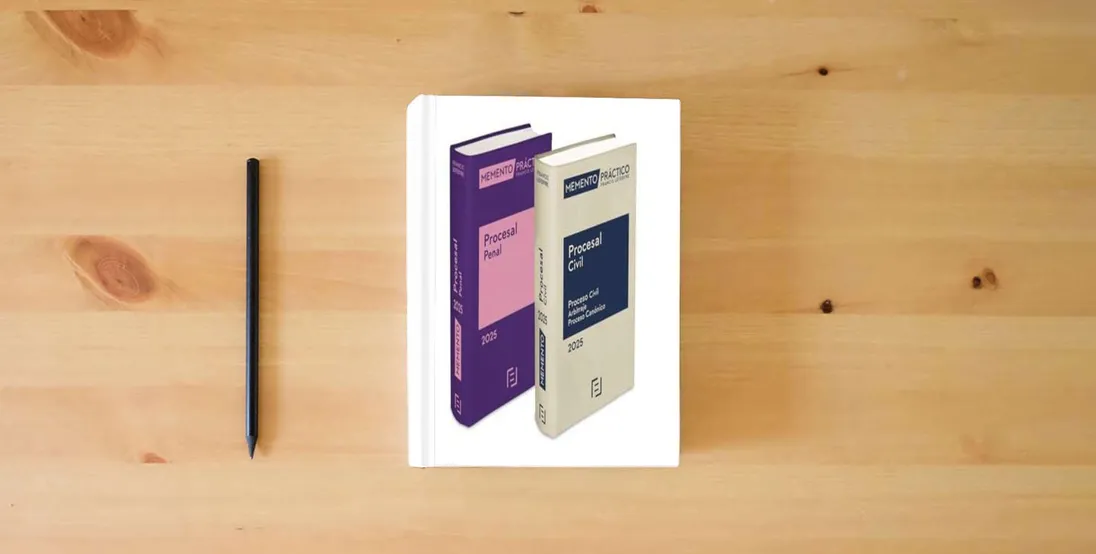 The book Pack Memento Procesal Civil 2025+ Memento Procesal Penal 2025 (MANUALES)} is on the table