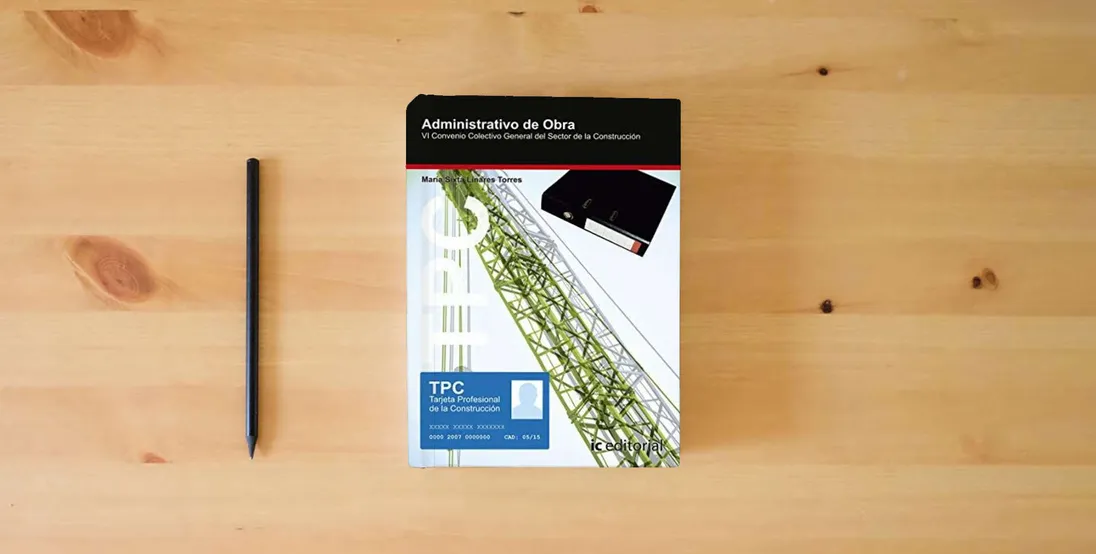 The book TPC - Administrativo de obra (SIN COLECCION)} is on the table