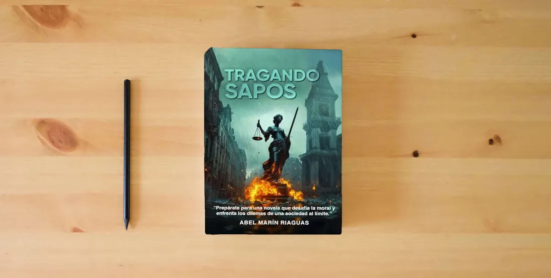 The book TRAGANDO SAPOS} is on the table