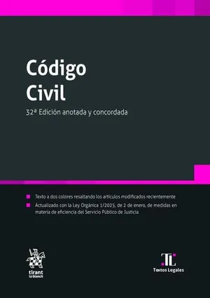 Portada del Libro: Código Civil 32ª Edición anotada y concordada: 1 (Textos legales)
