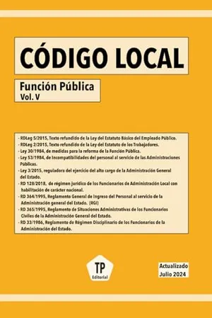 Portada del Libro: CÓDIGO LOCAL - Función Pública Vol. V: Actualizado Junio 2024