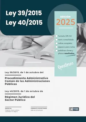 Portada del Libro: Ley 39/2015 y 40/2015: OPOSITORES FORMATO A4. Textos legales