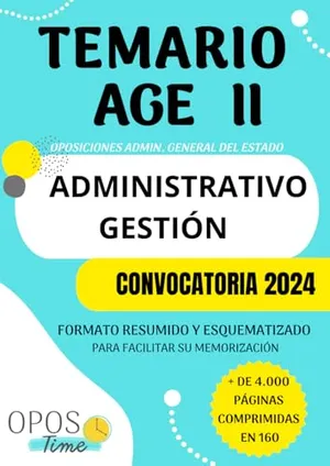 Portada del Libro: OPOSTIME TEMARIO AGE II. OPOSICIONES A LA ADMINISTRACIÓN GENERAL DEL ESTADO PARA ADMINISTRATIVO (C1) Y GESTIÓN CIVIL DEL ESTADO (GACE A2): Formato ... (PREPARACIÓN OPOSICIONES AGE 2024)