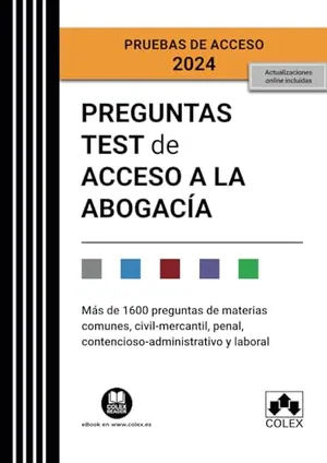 Portada del Libro: Preguntas test de Acceso a la abogacía (EXAMEN 2024) 2.ª ED (Campus Opositor)