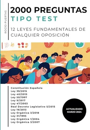Portada del Libro: 2000 preguntas tipo test: 12 leyes fundamentales de cualquier oposición