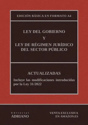 Portada del Libro: Ley del Gobierno y Ley de Régimen Jurídico del Sector Público: Edición básica en formato A4