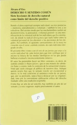 Portada del Libro: Derecho y Sentido Común (Cuadernos)