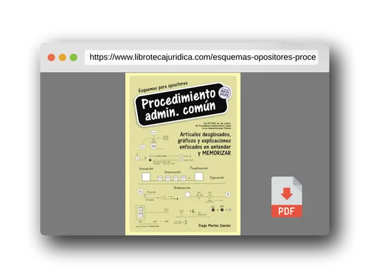 Vista previa del PDF del libro Esquemas para Opositores. Procedimiento Administrativo Común: Artículos desglosados, gráficos y explicaciones enfocados en entender y MEMORIZAR