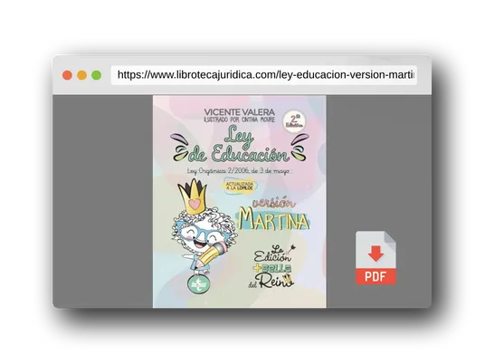 Vista previa del PDF del libro Ley de Educación versión Martina: Ley Orgánica 2/2006, de 3 de mayo. Texto legal (Derecho - Práctica Jurídica)