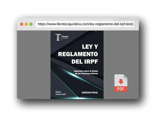 Vista previa del PDF del libro LEY Y REGLAMENTO DEL IRPF. Textos LEGALES. DERECHO FISCAL.: Impuesto sobre la Renta de las Personas Físicas.