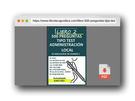 Vista previa del PDF del libro Libro 2, 500 preguntas tipo test Administración Local: 10 simulacros de examen 2 (Oposiciones Administración Local)