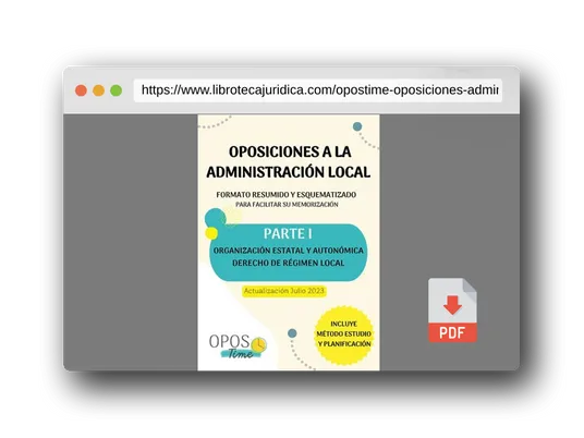 Vista previa del PDF del libro OPOSTIME OPOSICIONES A LA ADMINISTRACIÓN LOCAL. TEMARIO COMÚN ESQUEMATIZADO (PARTE I): Derecho constitucional, Organización estatal y autonómica, ... (Actualizados) (PREPARACIÓN OPOSICIONES)