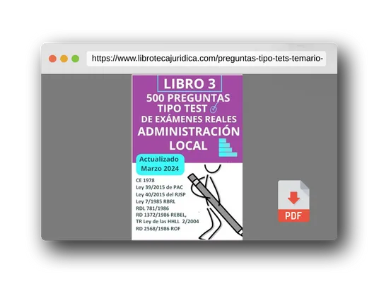 Vista previa del PDF del libro Preguntas tipo tets Temario común administración local. Libro 3. 10 Simulacros de examen: Oposiciones adminsitración local (Oposiciones Administración Local)