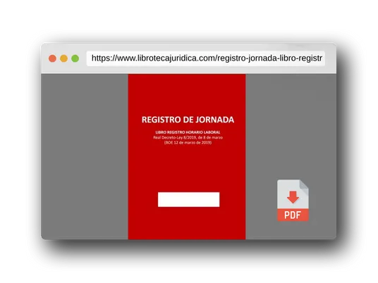 Vista previa del PDF del libro REGISTRO DE JORNADA - Libro Registro Horario Laboral: Real Decreto-Ley 8/2019, de 8 de marzo (BOE 12 de marzo de 2019). 48 hojas de registro.